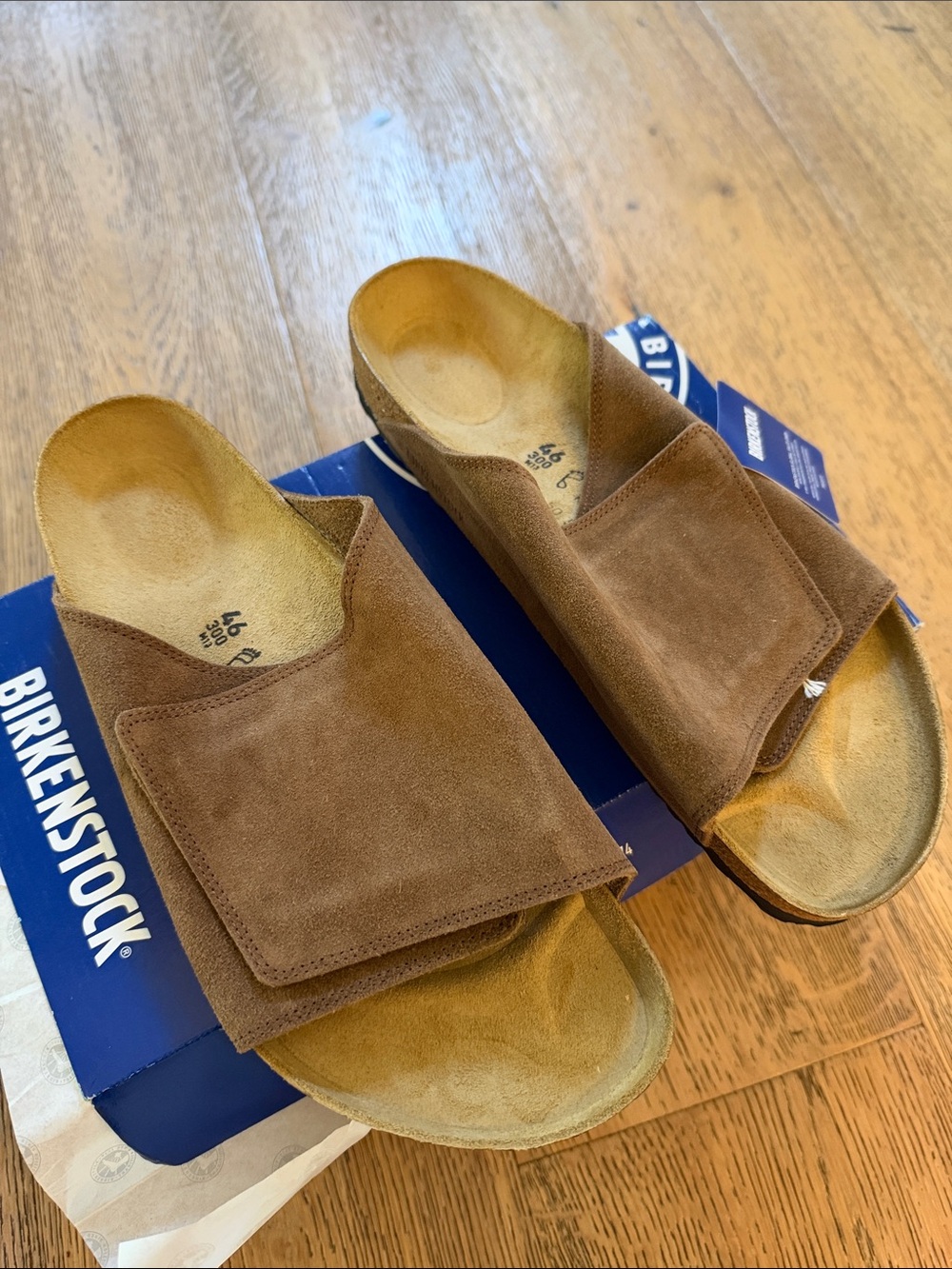 Birkenstock Men's Brown Suede Slide Sandals - Adjustable Strap